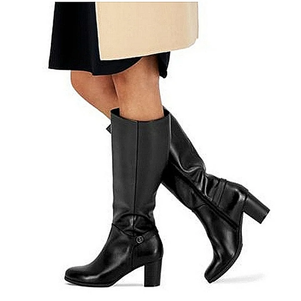New w/o Box Giani Bernini Adonnys Genuine Leather Black Tall Zip-Up Dress Boots - Picture 1 of 10